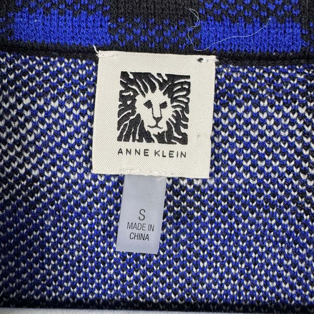 Anne Klein Vintage Blue Plaid Wool Jacket Cardigan - Picture 5 of 8